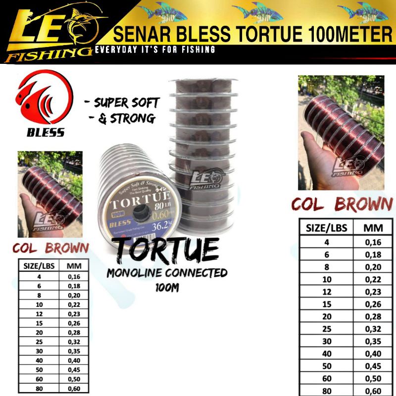 SENAR MONOLINE BLESS TORTUE 100METER COOL BROWN SUPER SOFT SUPER STRONG