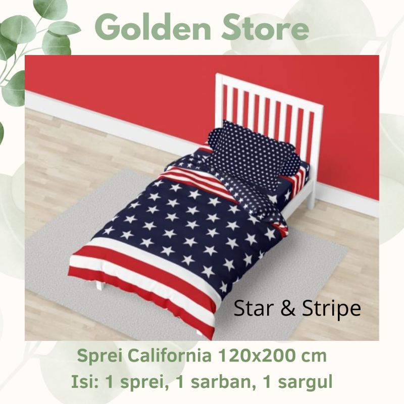 Sprei California 120x200 Motif Star & Stripe