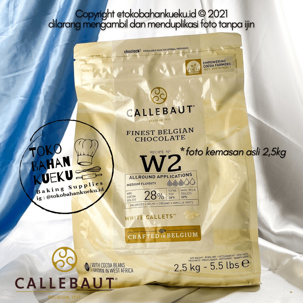 

BARRY CALLEBAUT White Chocolate Couverture Cokelat Putih W2 28% 2,5 kg
