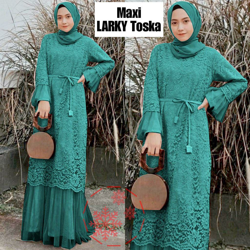 MX LARKY 2XL XL L M / FASHION WANITA GAMIS BRUKAT TALI PINGGANG 4 UKURAN PAKAIAN PESTA