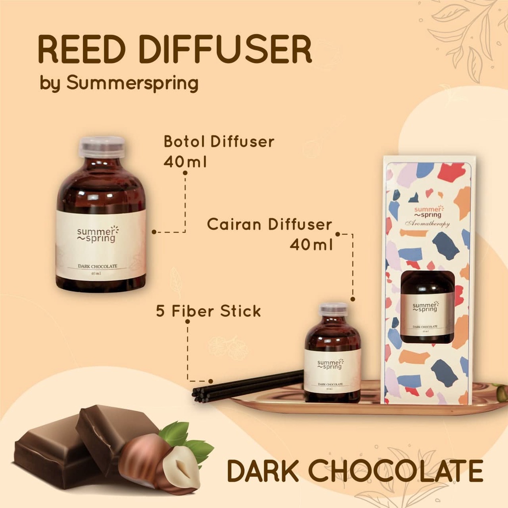 Reed Diffuser Pengharum Ruangan Toilet Lemari Kamar Mandi - Dark Chocolate Pewangi Summer Spring