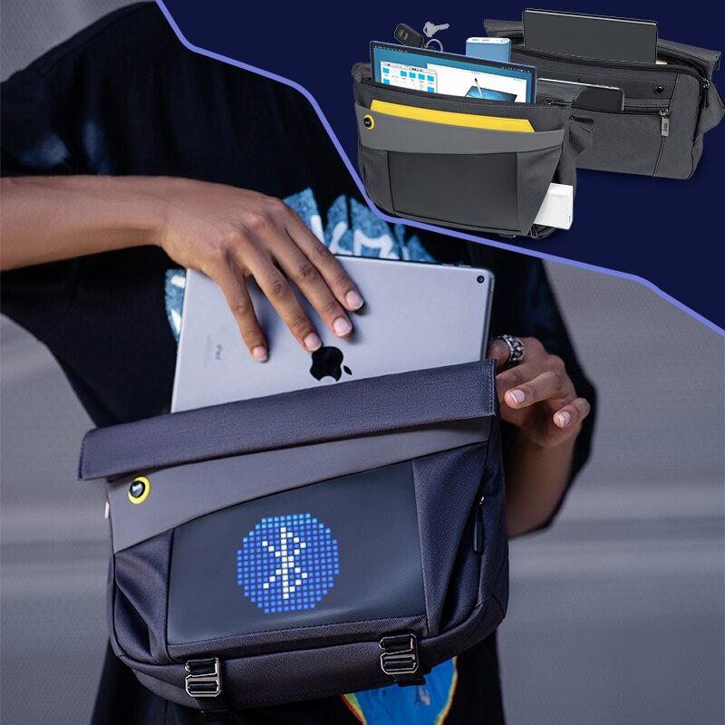 Divoom sling bag-v disesuaikan pixel art fashion desain olahraga luar ruangan dwaterproof air messenger bag pria dan wanita hadiah tahun baru