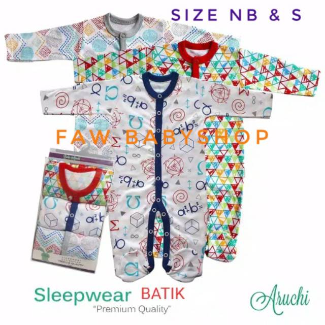 3pcs Baby Aruchi Sleepwear Aruchi/ Sleepsuit Aruchi/ Jumper Panjang Piyama Bayi