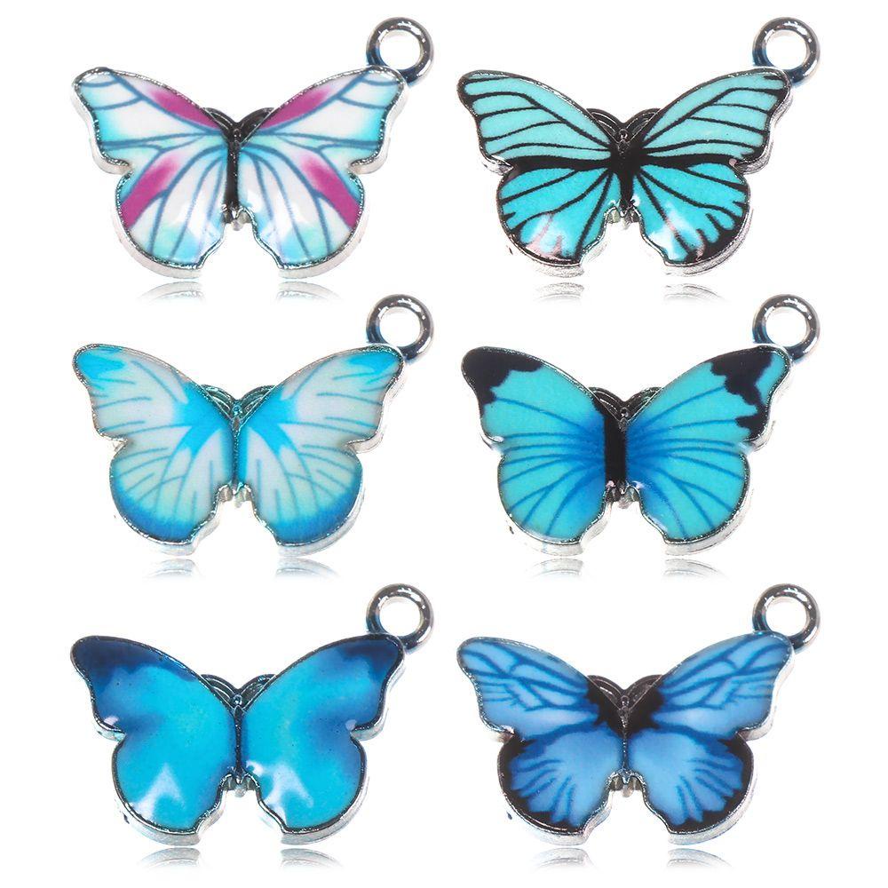 Lily 10PCS Butterfly Charms Fashion Membuat Kalung Gelang Liontin Hewan