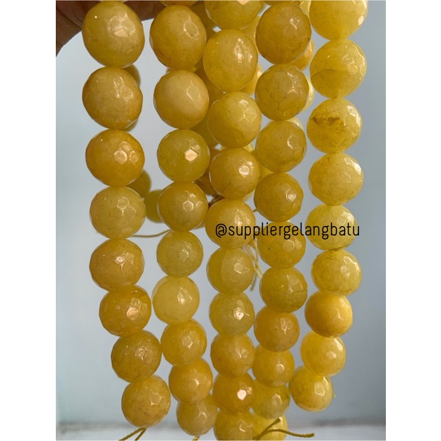 batu alam YELLOW AGATIS FACETED 14mm cutting kuning aksesoris craft