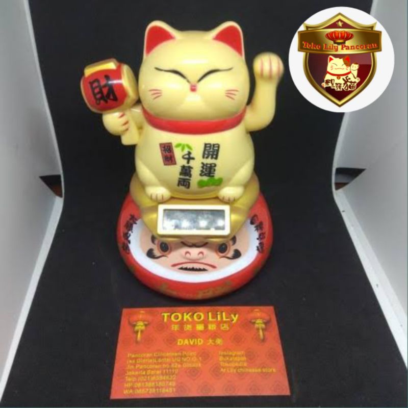 Solar Cell Maneki Neko Daruma / Lucky Cat Solar cell / Pajangan Kucing Hoki / Boneka kucing Rezeki