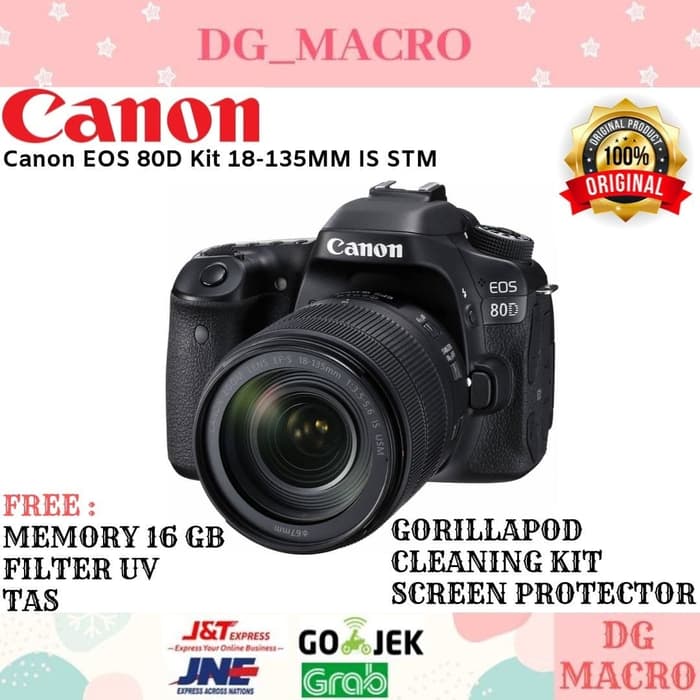 CANON EOS 80D KIT 18-135MM IS STM - PAKET LENGKAP - GARANSI RESMI 