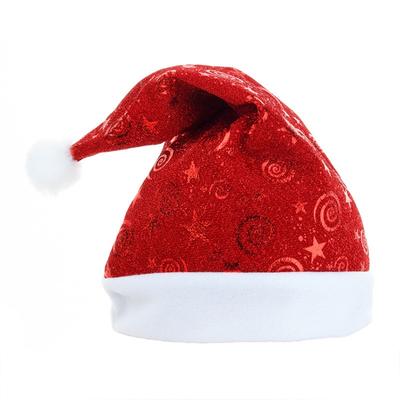 Topi Santa Claus Aksen pompom Untuk Festival Natal