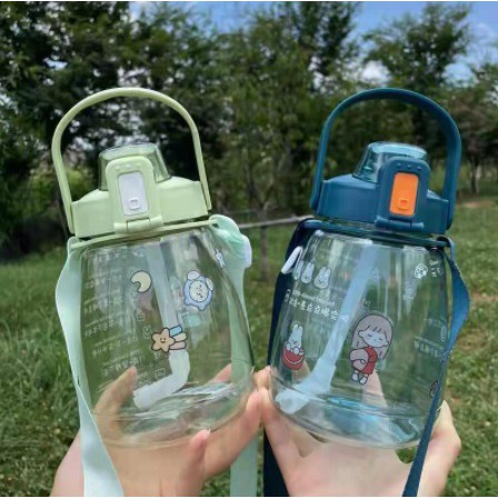 Botol Anak Big Belly Children's Cup Bottle dengan Gagang dan DIY Sticker 1100ml (H487-1)