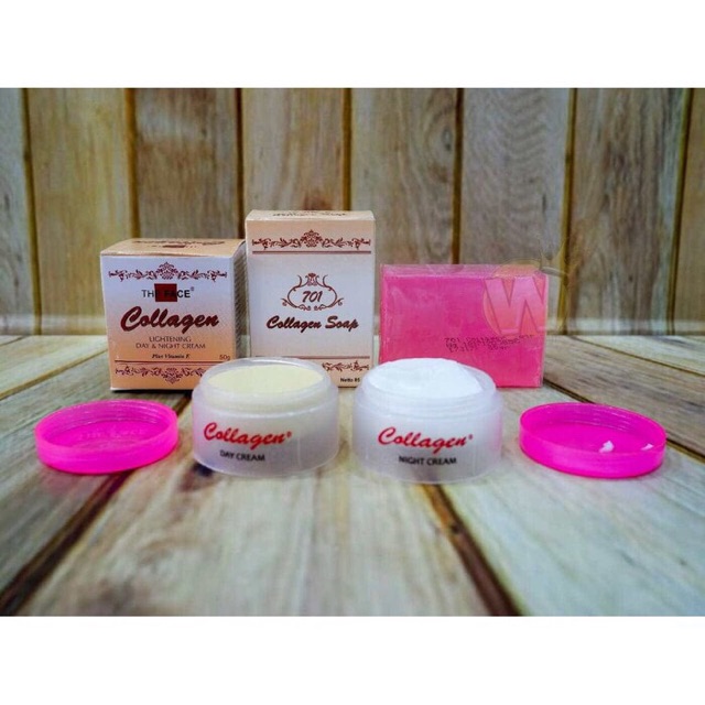 ✿ELYSABETHME✿ The face collagen (paket sabun day cream night cream) skincare set pemutih wajah