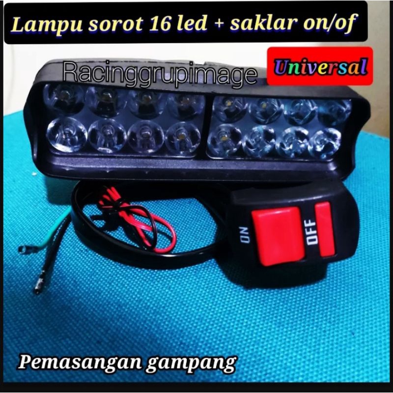 LED TEMBAK MOTOR UNIVERSAL 16 MATA PLUS SAKLAR ON OF