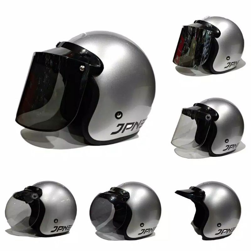 HELM BOGO JPN SILVER GLOS KACA CEMBUNG