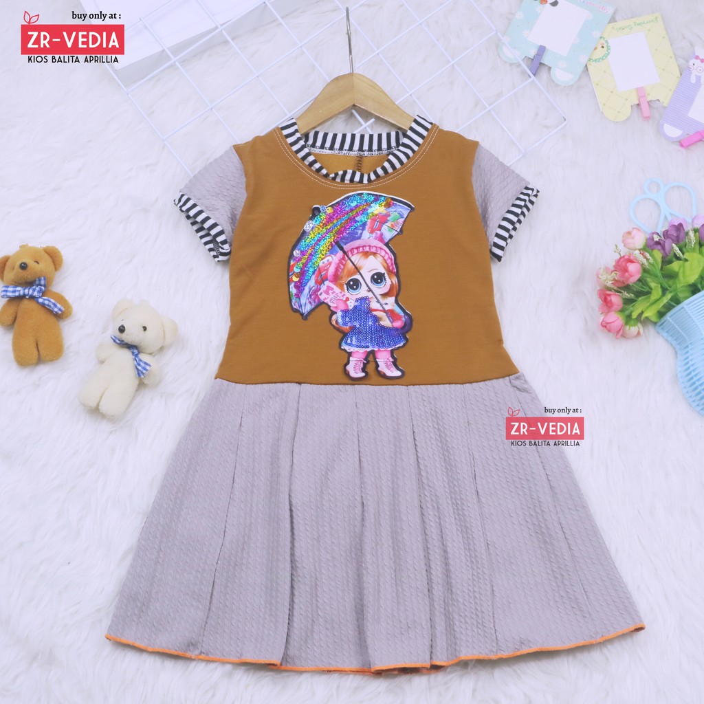 (BISA COD) Dress LED DOLL uk 1-6 Tahun / IMPORT Baju Anak Perempuan Gaun Pesta Premium Dres Murah