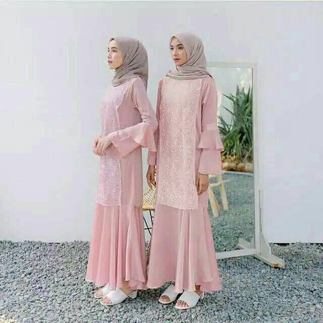 Mila dress- gamis brukat pesta jumbo ld 110cm