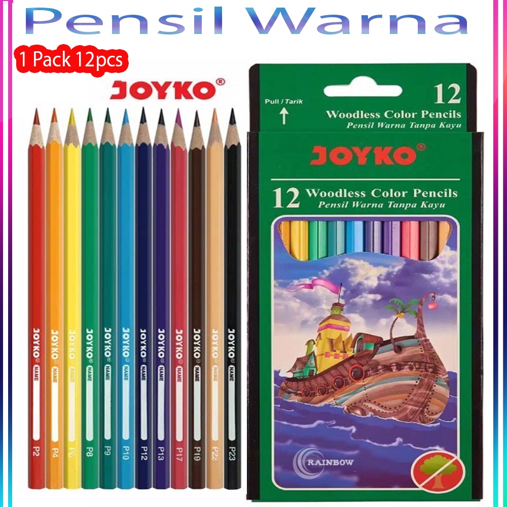 

Pensil Warna Joyko PANJANG (1 Set 12 pcs) / JOYKO CP 103 Peralatan Sekolah Pencil Warna CP-103