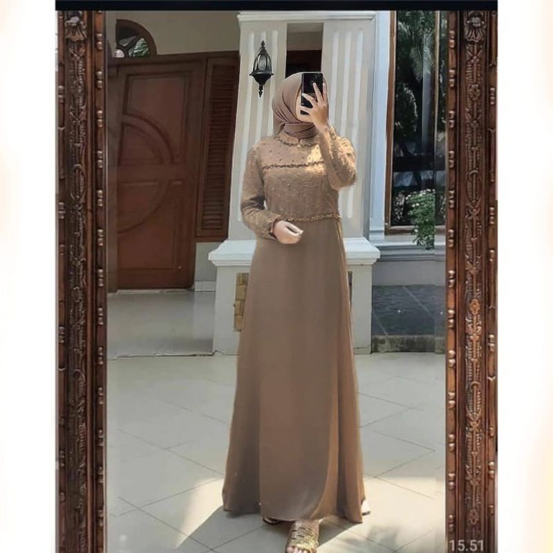 Belle Gamis Modern brukat Kondangan Pesta Wanita Premium Ld 110 Gamis Pernikahan Seragam Tiara Maxy Kebaya Murah-2
