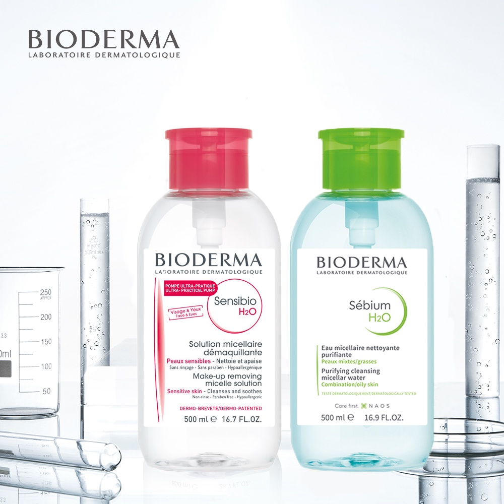 Bioderma Sensibio/Sebium  H2O Micellar Water  500ML [with Pump]  Pembersih Make Up