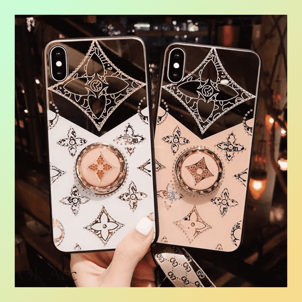 Back case LV motif kembang ring stand holder Vivo Y30 Y30i Y50 Y51 FH03