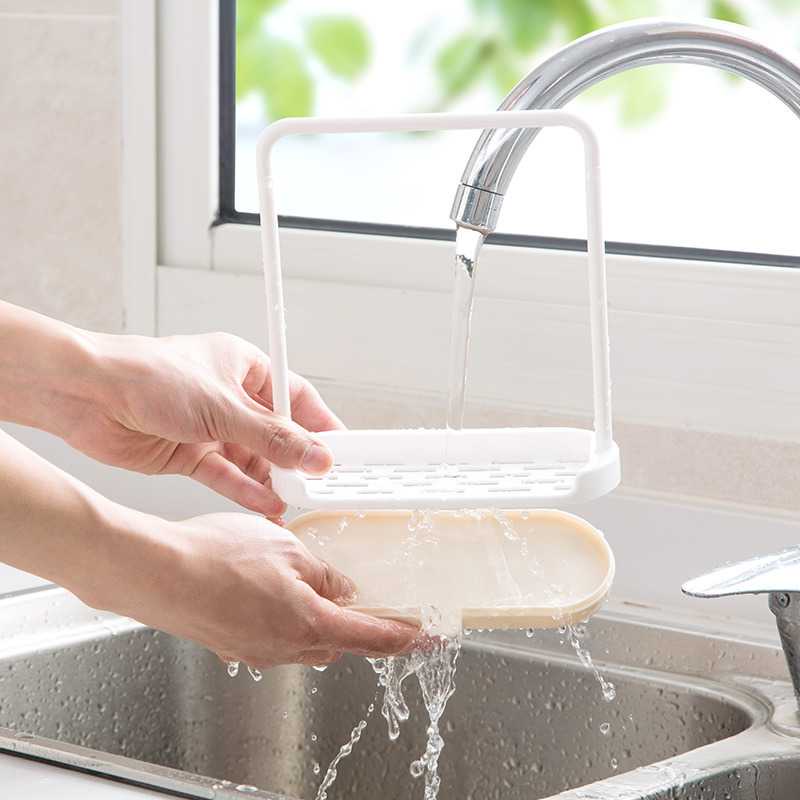 Rak Gantung Pengering Lap / Serbet Spons Botol Sabun Dapur Minimalis - Kitchen Drainer Holder Rag Hanger