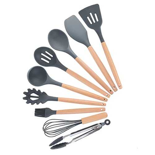 Set Alat Masak Dapur Spatula Silicon 9 PCS / Set Alat Masak Anti Lengket Dapur Stainless Steel Dapur Silikon / Spatula Sutil Sutel Sodet Serok Irus Masak Goreng Menggoreng Teflon Tahan Panas Anti Panas Set Anti Lengket Anti Goreng Dapur / Irus Centong