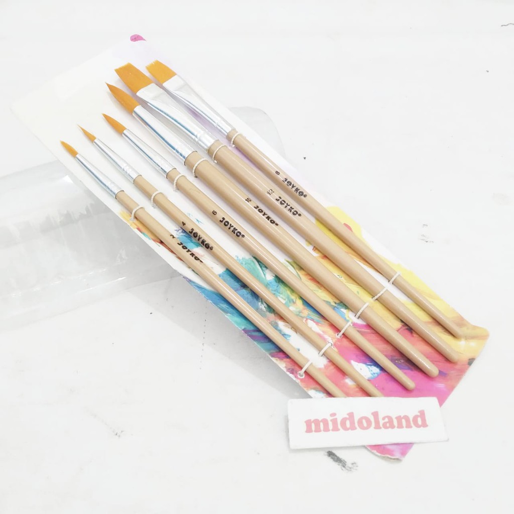 

Kuas Lukis Cat Air Minyak lancip Acrylic Brush Paint set 6 pcs