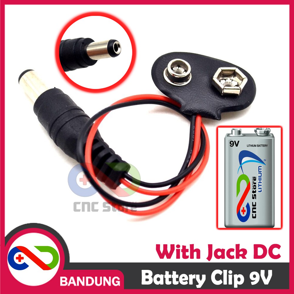 9V BATTERY BATERAI CLIP ADAPTER WITH DC JACK ARDUINO UNO MEGA