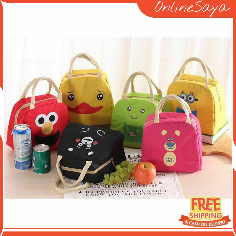 Online Saya  T117 Tas Bekal Karakter Ukuran Besar / Lunch Bag / Perlengkapan Bekal Anak Sekolah