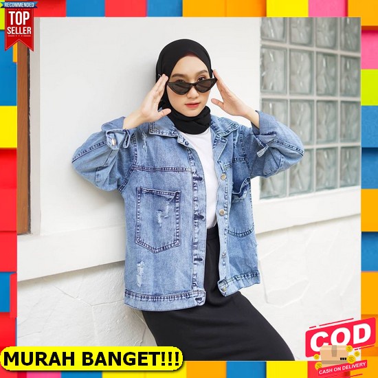 Saimer Jaket Jeans Denim Wanita Terbaru Motif Bordir Jeket Cewek Kasual Jacket Korean Style Outer Re