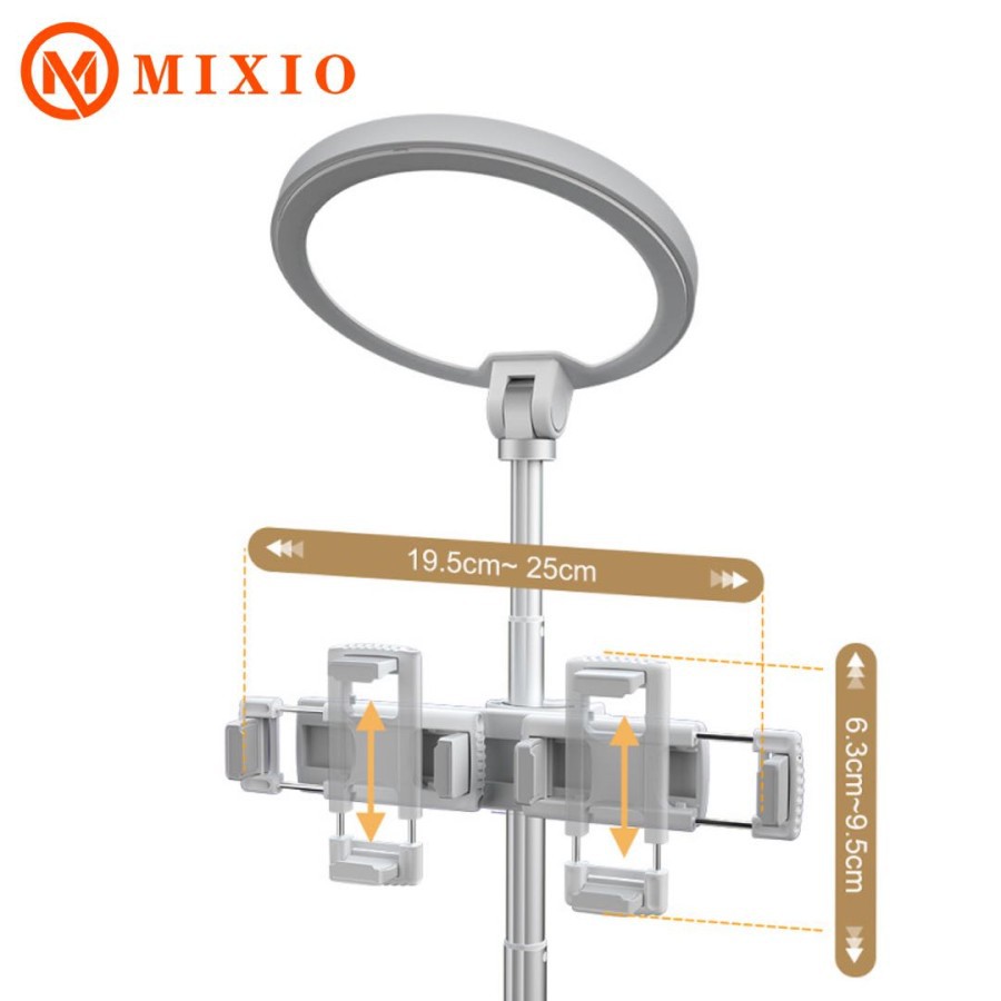 MIXIO C2 Phone Holder hp Jepit tiang tripod dual hp /tab / sepeda