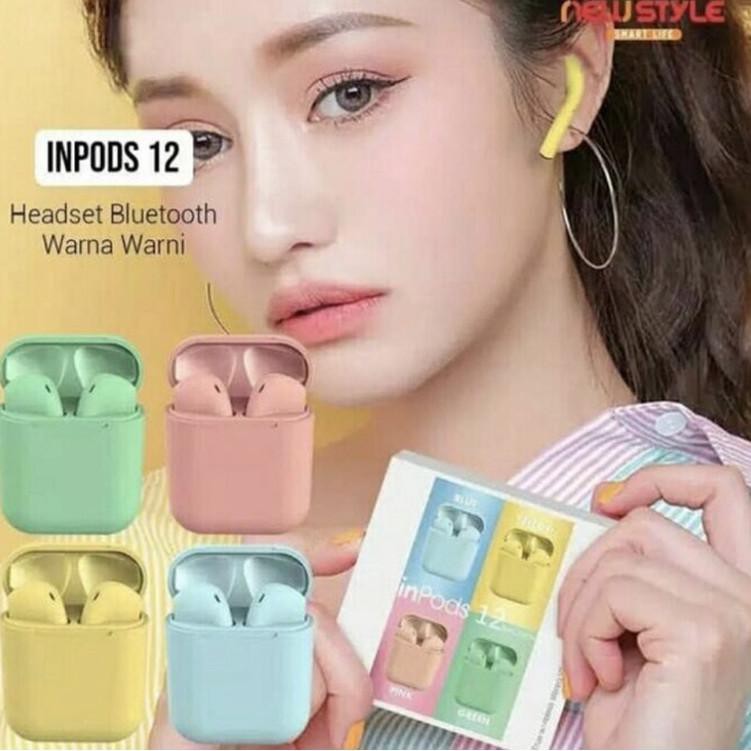 Headset Bluetooth Inpods 12 i12 TWS Macaron Earphone Bluetooth Simple Warna for Android dan iOS (KOD