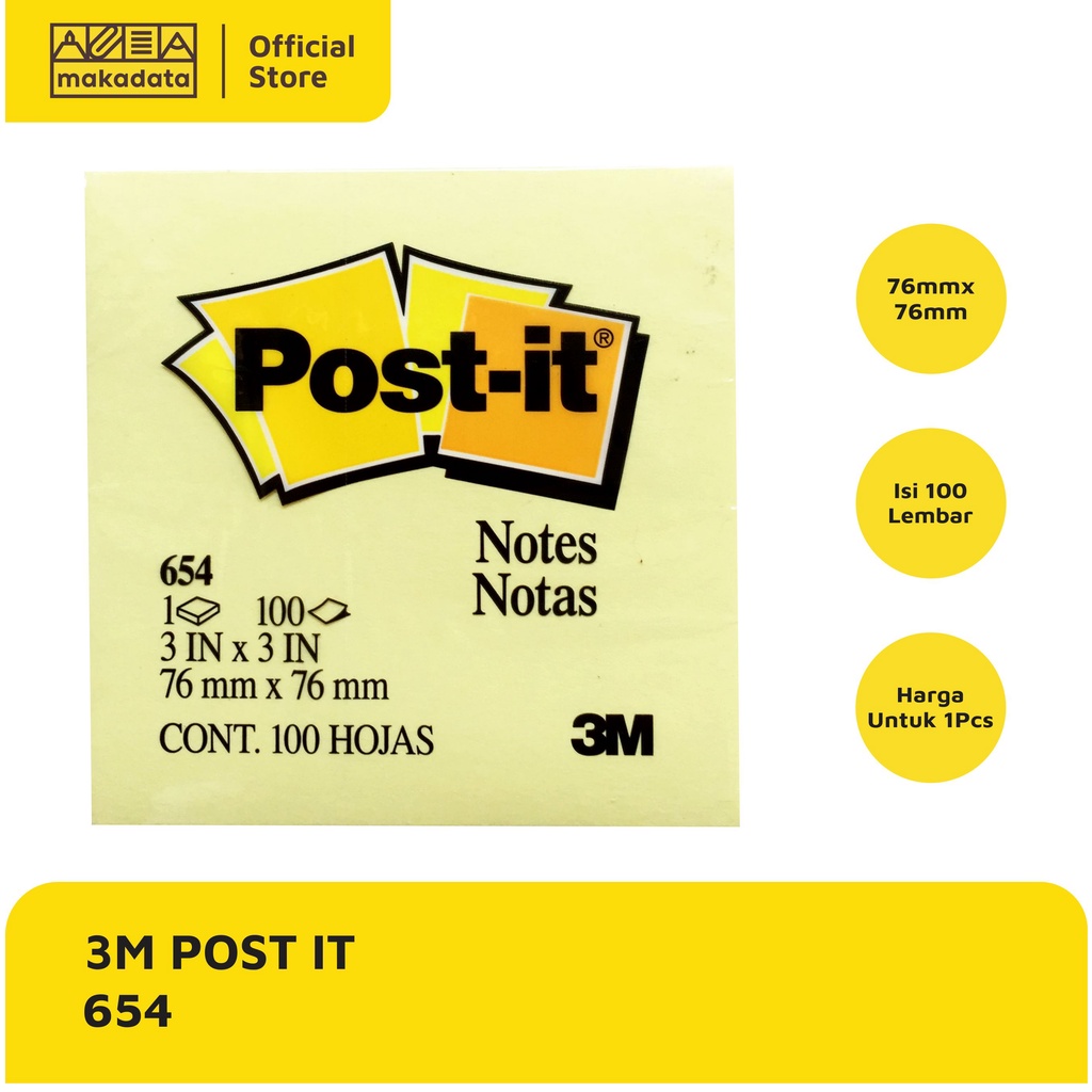 

NOTE / STICKY NOTES / POST IT 3M 654 (1PCS) MURAH