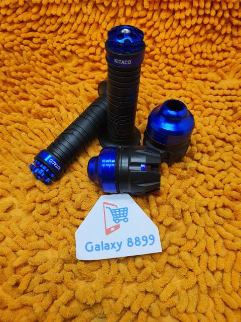 Handgrip ring biru + Jalu As roda depan biru