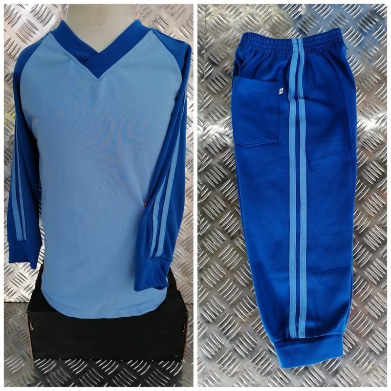 stelan olahraga SD/ biru Benhur/ stelan trening SD//stelan kaos olahraga sekolah SD