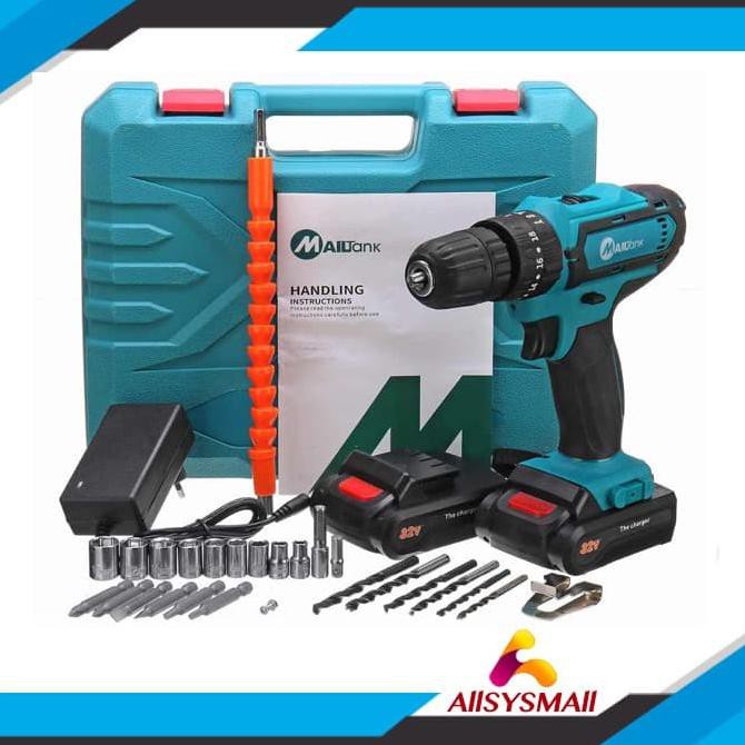 -READY- MESIN BOR CORDLESS IMPACT DRILL 13MM 32V MAILTANK
