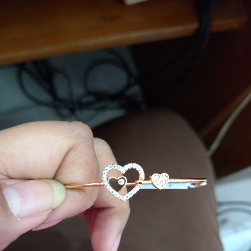 gelang bulat oval mata putih full UBS375