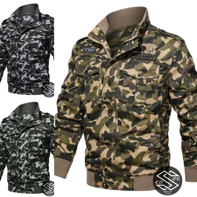 Jaket Bomber Loreng Army Sensor premium