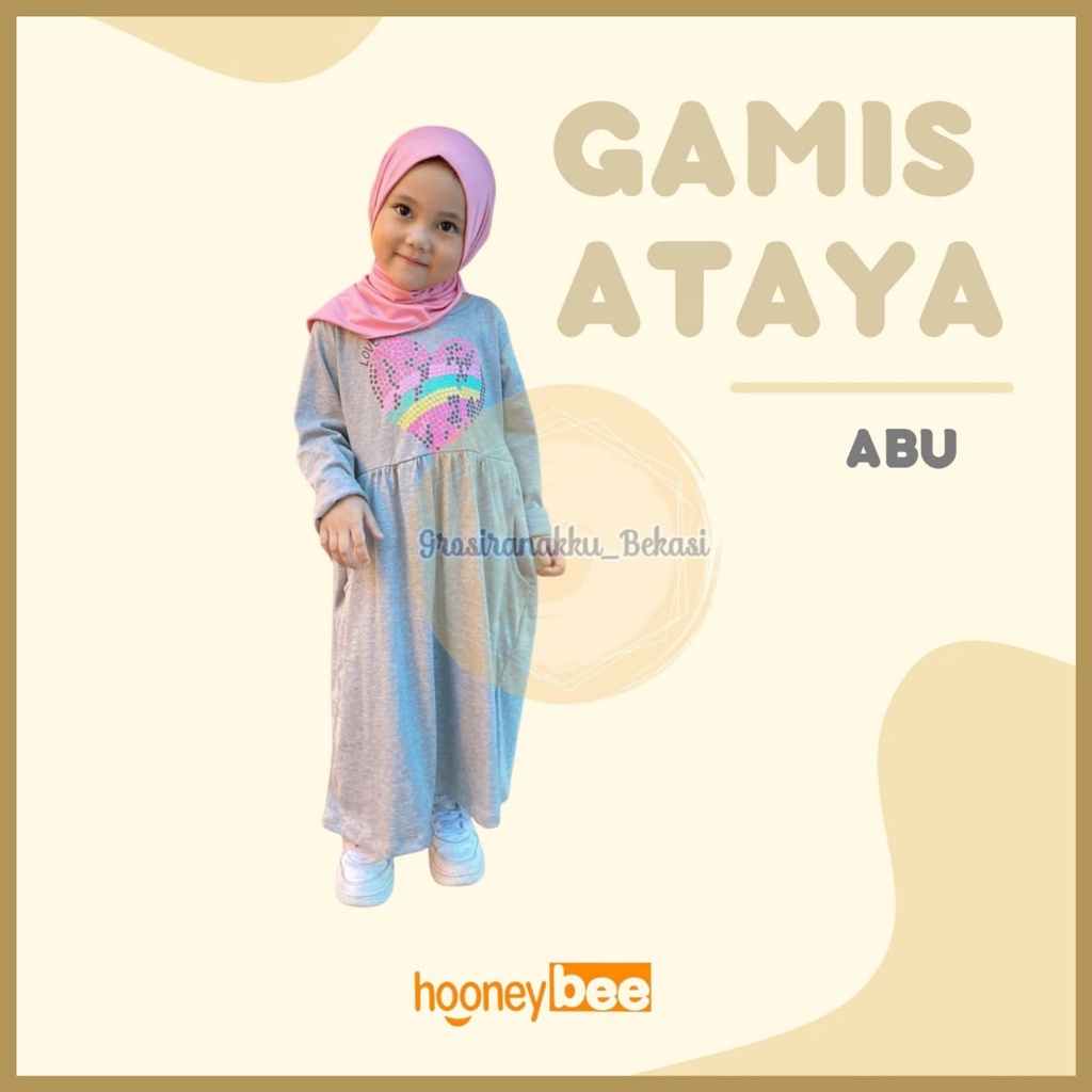 Gamis Kaos Anak Ataya Hooneybee Warna Abu 2-10Tahun