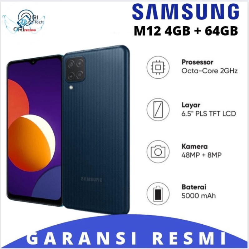 SAMSUNG GALAXY  M12 | A12 | A13 HP BARU ORIGINAL 100% GARANSI RESMI-M12 4/64 Black
