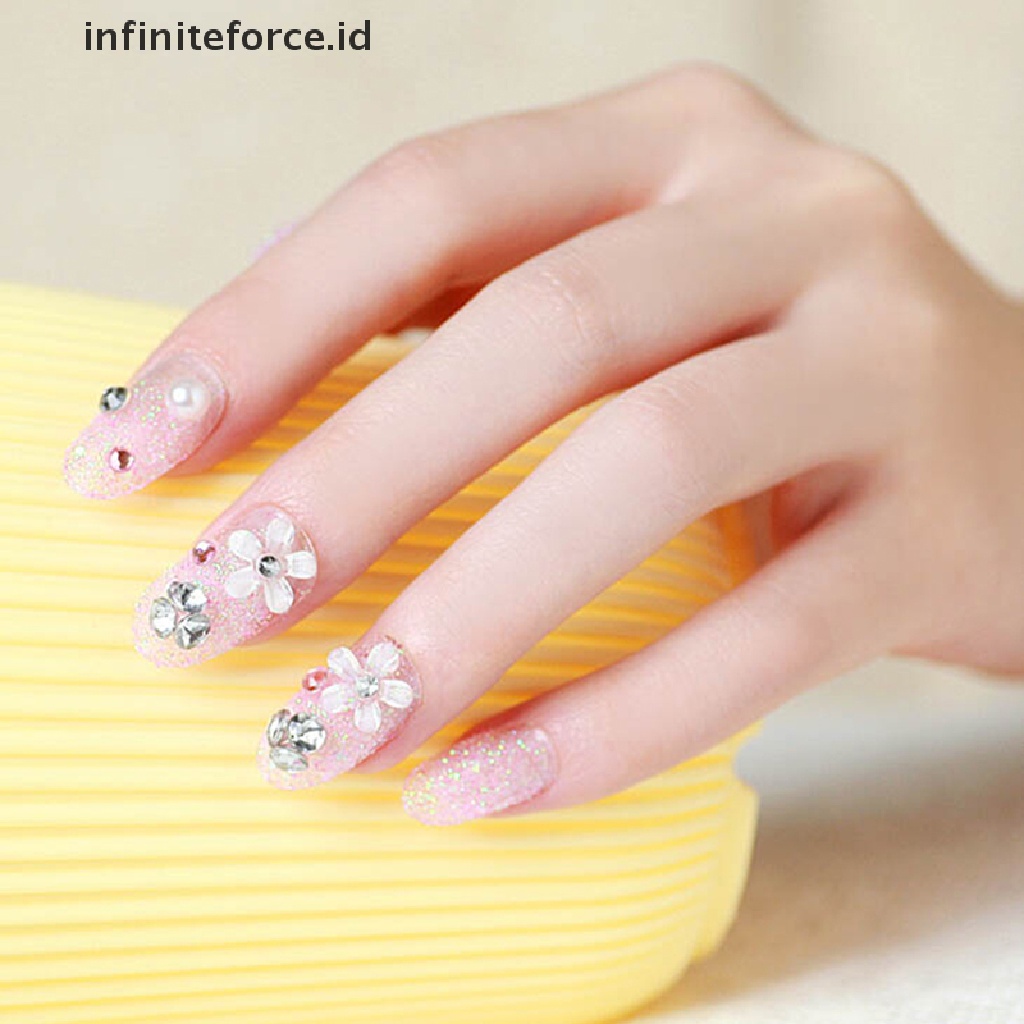 (Infiniteforce.Id) 24pcs / Set Kuku Palsu Akrilik 3d Untuk Nail Art