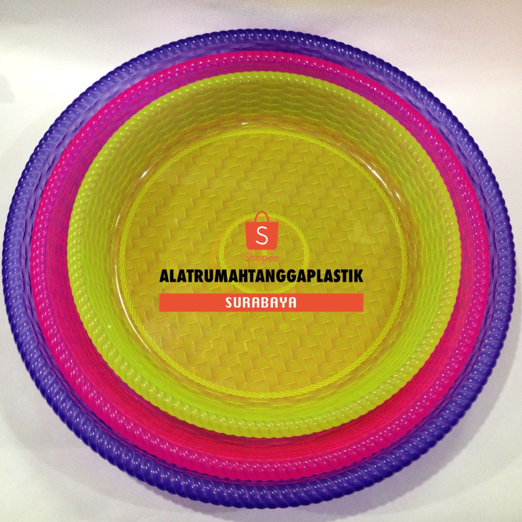 1pc Nampan Bulat Anyam S / Nampan Okinawa / Nampan Kecil Plastik / Lengser Bundar / Baki Teh / Talam