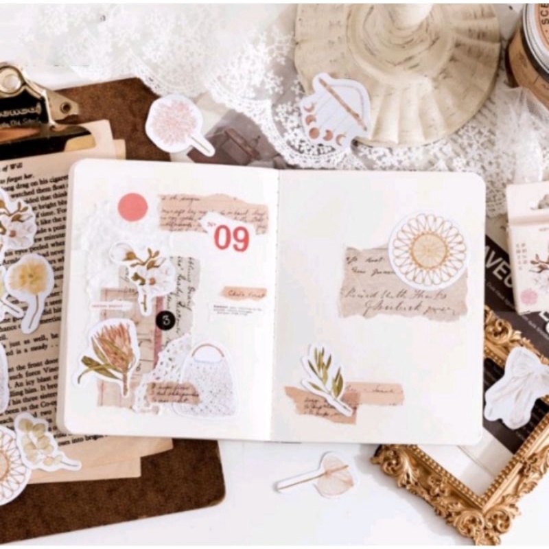 Random 10 pcs sticker vintage flower mix for journaling / bujo