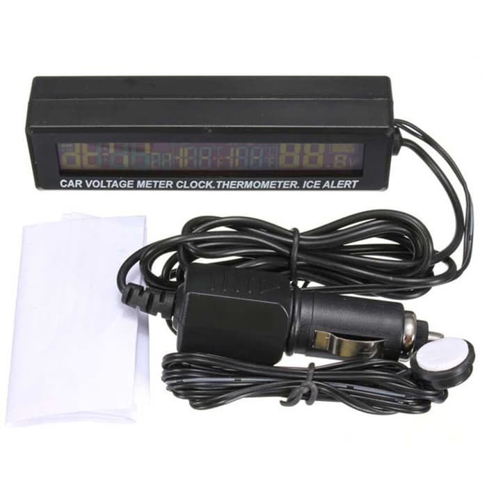 Cuci Gudang Jam Digital LCD Mobil dengan Thermometer + Battery Voltage Monitor