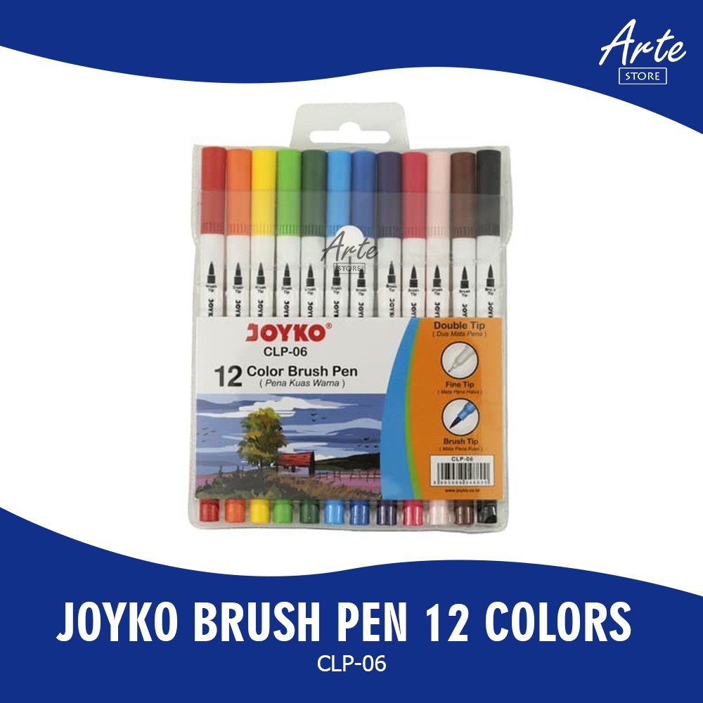 Pena Kuas - Joyko Brush Pen CLP-06 12 Warna