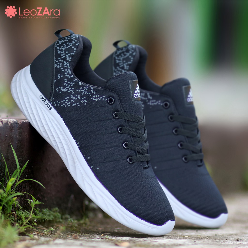 Sepatu Pria Sneakers Adidas Three Line Embos Casual New Trendy Varian Black Navy Grey Size 39 Sampai 44