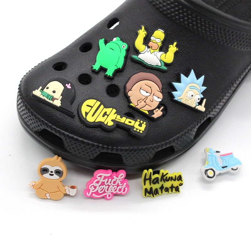 Jibbitz Kartun Seri jari tengah 12kinds decorate shoe charms Pin Crocs DIY Dapat Dilepas berlaku untuk sandal Lubang Sepatu accessories