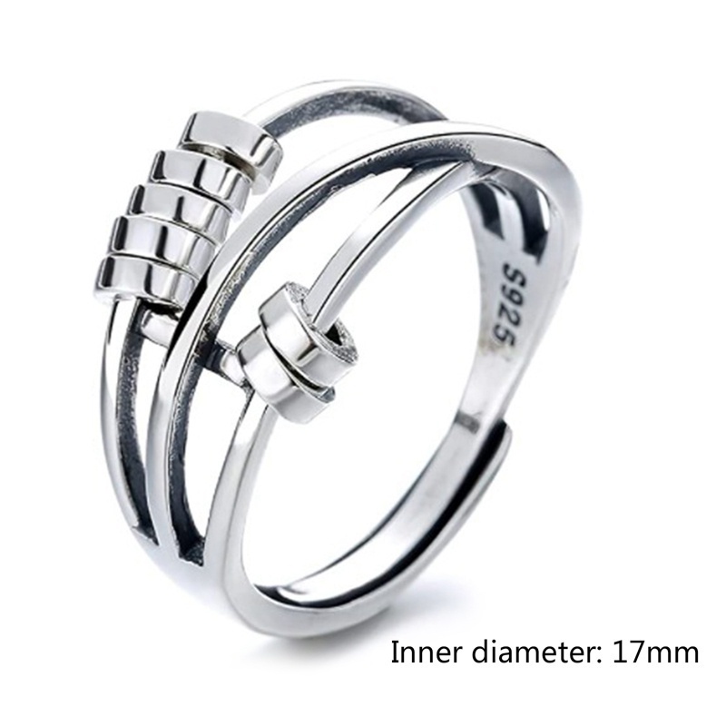 Fancyqube Cincin Spinner Anti Cemas Bahan Sterling Silver S925 Dapat Disesuaikan Untuk Pria Dan Wanita