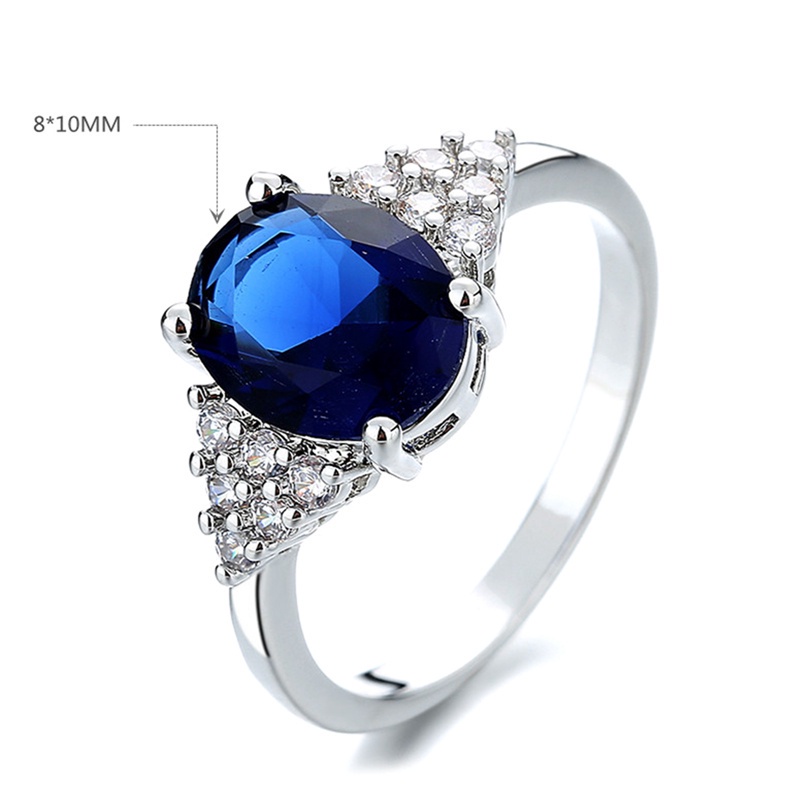 Fancyqube Perhiasan Cincin Sapphire Bentuk Oval Bahan 925 Sterling Silver Untuk Wanita