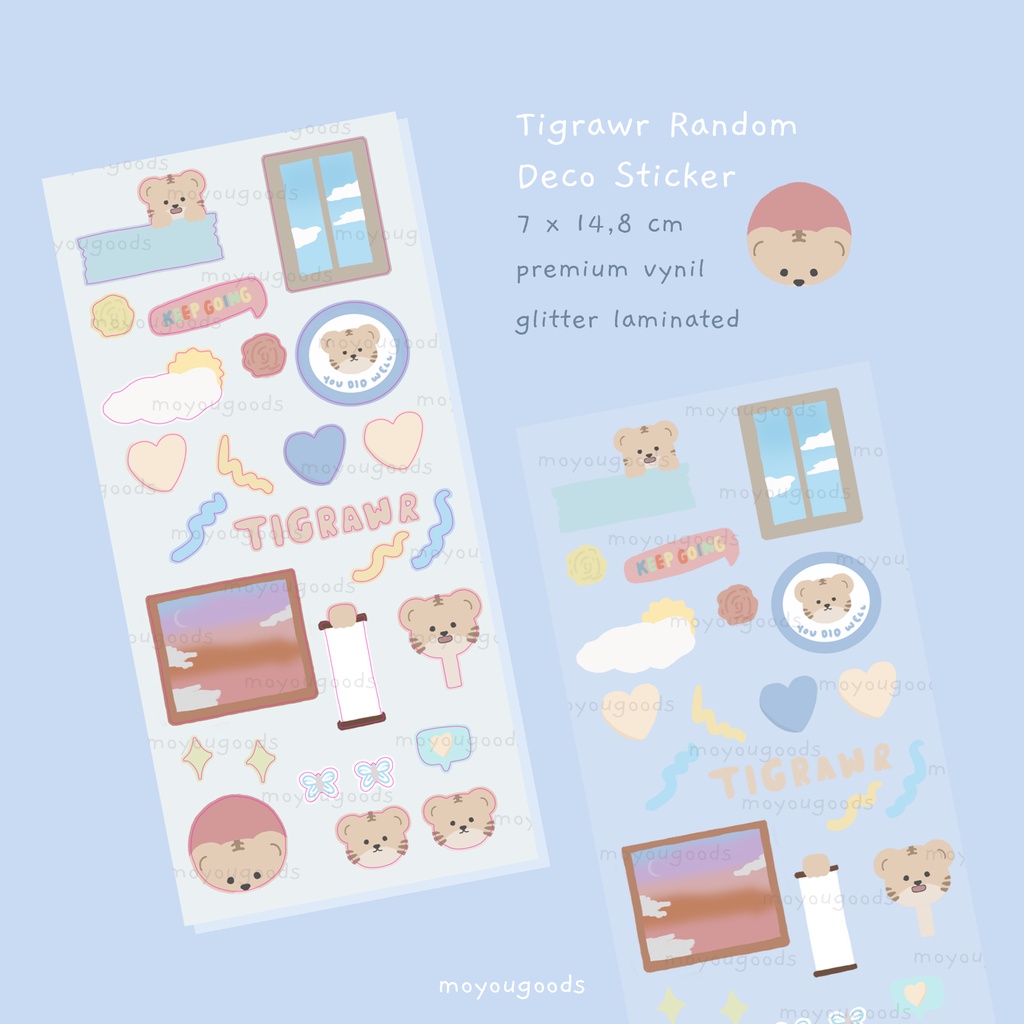 

Tigrawr Random Deco Sticker (Glitter Laminated Sticker) by Moyou Goods | Stiker Macan Tiger Lucu Cute