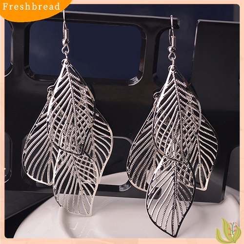 【Fresh】Women's Retro Baroque Style Cluster Hollow Leaves Tassels Hook Dangle Earrings