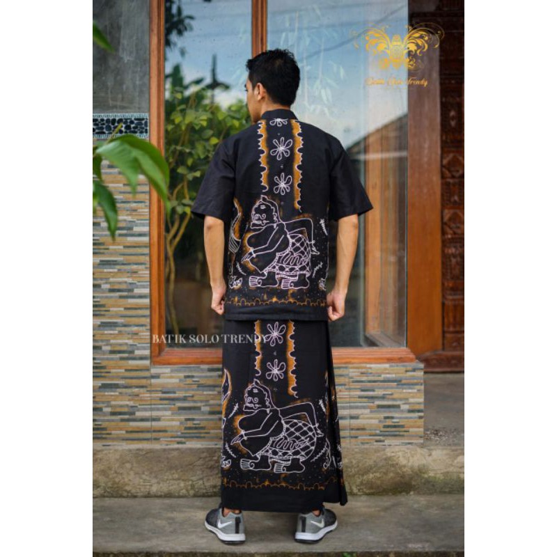 SEMAR HITAM BAJU KOKO DAN SARUNG BATIK KAIN HALUS MURAH